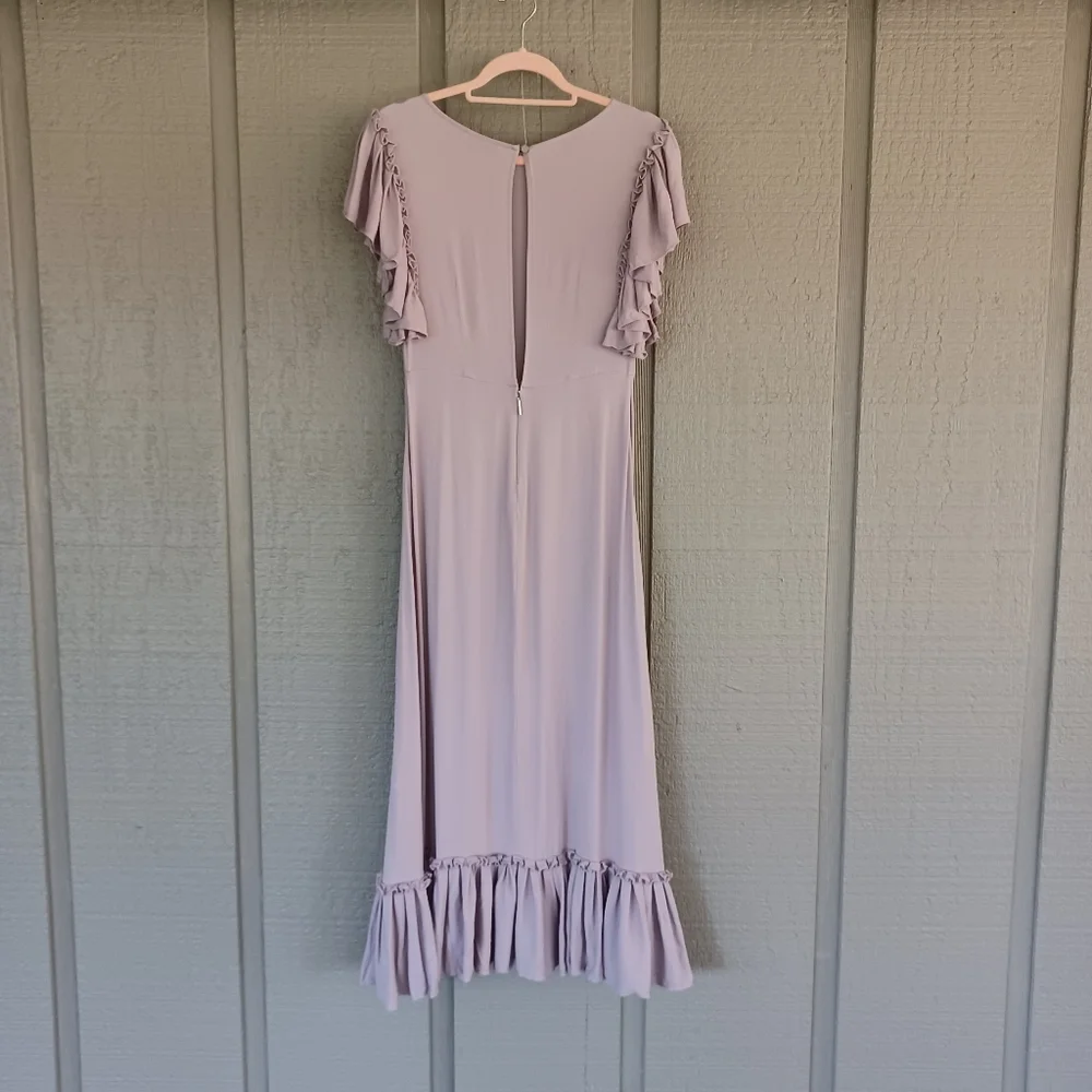 Kate Spade Pleat Trim Crepe Midi Dress Size 0 Wedding Guest Feminine Viscose